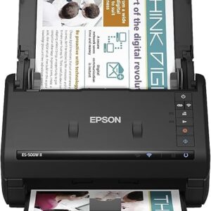 Epson Workforce ES-500W II Wireless Color Duplex Desktop Document Scanner for PC and Mac, with Auto Document Feeder (ADF) and Scan from Smartphone or Tablet